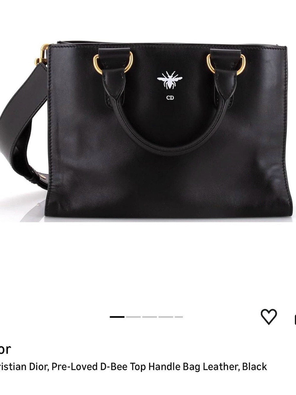 Dior Black Leather D-Bee Top Handle Crossbody Bag with Gold Hardware